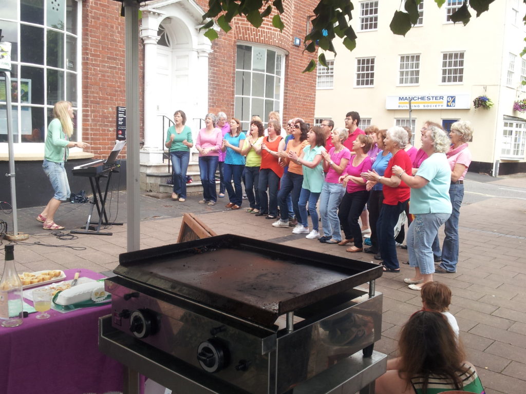 choir singing outdoors