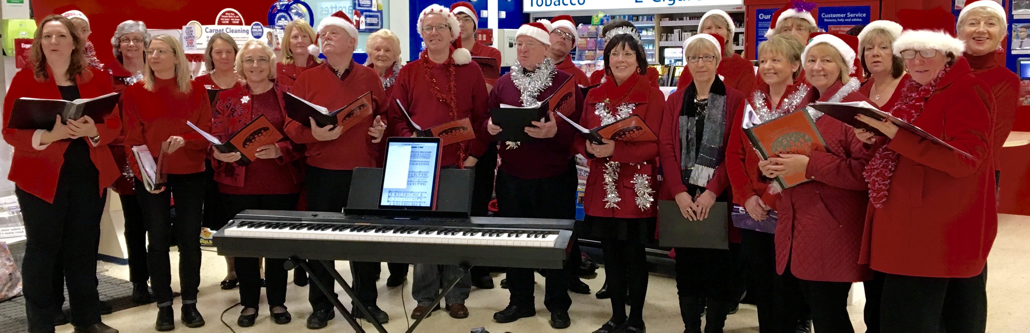 Cullompton Community choir singing Christmas carols at Tesco 2016